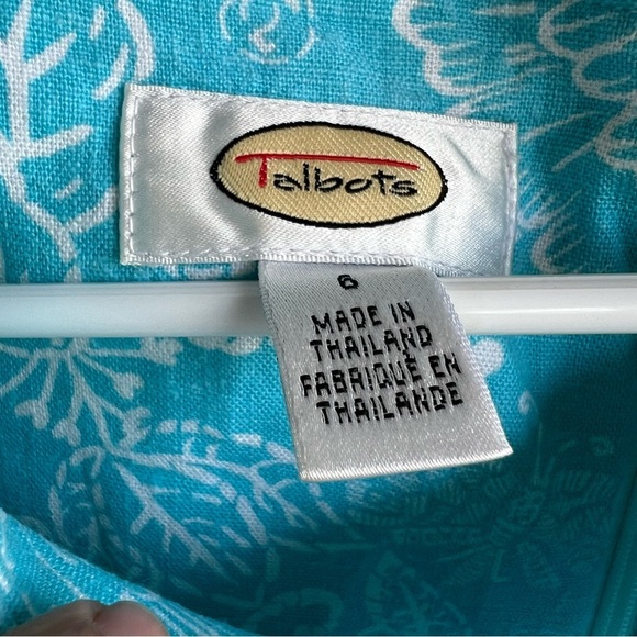 Vintage Talbots Linen Floral Shift Dress - Size 6 - Summer Modest Casual Beach - Picture 3 of 5